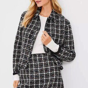 New Loft Sparkle Tweed Shirt Jacket Black White Large $170